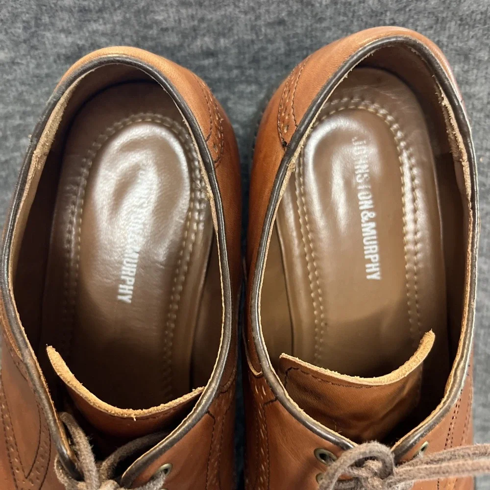 Johnston & Murphy Men's Size 12M Shoes Tabor‎ Saddle 20-2270 Mahogany Calfskin